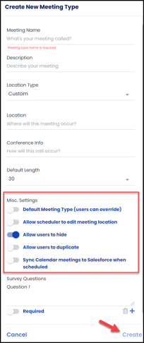 create new meeting type